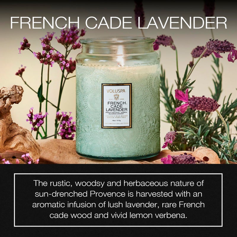 Voluspa French Cade Lavender Candle, 18 oz, Coconut Wax Blend, Scented Candles for Home, 100 Hour Burn Time, Candle Jars - Image 2